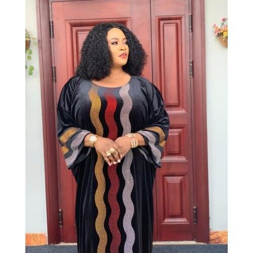 African Dresses for Women 2020 Dashiki Silk Diamonds Stripe Robe Africaine Femme Africa Maxi Dress African Clothes Ladies dress