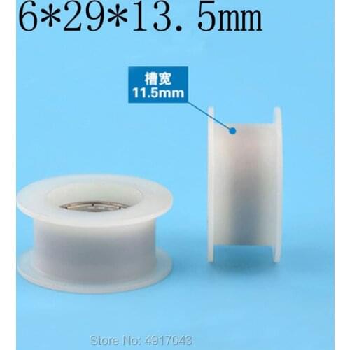 Free shipping 10 pcs 6*29*13.5mm nylon poly formaldehyde H POM type groove belt pulley set adhesive built-in 626 bearing