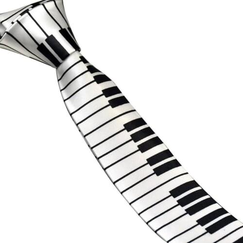 Ties Mens Black and White Piano Keys Necktie Slim Narrow Wedding Party Tie Gift