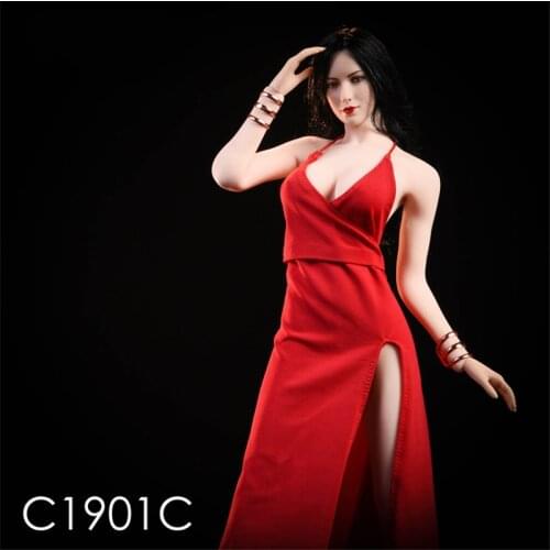 TOYS C1901 1/6 Scale Ada Wong Dress Set Model Dress Red Carpet Evening Dress Fit Female Body Woman Head Sculpt
