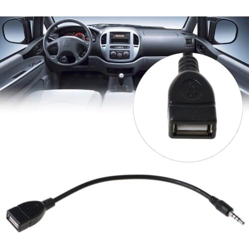 3.5mm Male AUX Audio Plug Jack To USB 2.0 Female Converter Cable Cord Fr Car MP3