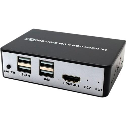 HDMI USB KVM SWITCH Support Hotkey Switching,4K/60Hz KVM Switcher 2 in 1 Out for Sharing Printer Keyboard Mouse