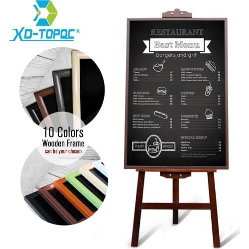 60*90cm Restaurant Menu Chalkboard Magnetic Blackboard Pine MDF Wood Frame Black Message Boards With Easel Factory Direct Sell