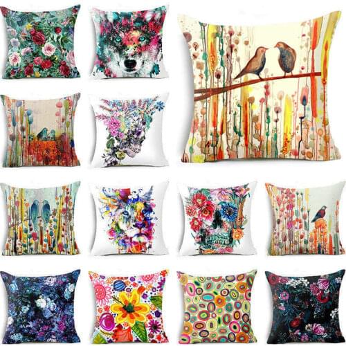 Fashion Art Cotton Pillow Case Throw Pillowcase Cotton Linen Printed Pillow Covers For Office Home