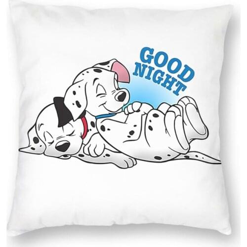 Good Night Dalmatian Cushion Cover Sofa Decoration Cute Dog Square Throw Pillow Case 45x45