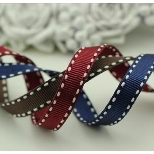 New Ribbed Band Double Face Ribbon 10mm White Line Polyester Satin Ribbon DIY bowknot materials Ribbon 5m/lot