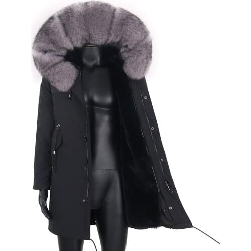 New Winter Man Long Female Jacket Fox Fur Coat Thick Parka Coat Removable Natural Raccoon Lining Real Big Fur Collar Fashion