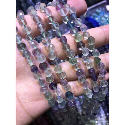 Wholesale 2string of 15.5" Rainbow Fluorite Bead 6mm Faceted Round Tear Drop Gem Stone Loose Beads for Jewelry