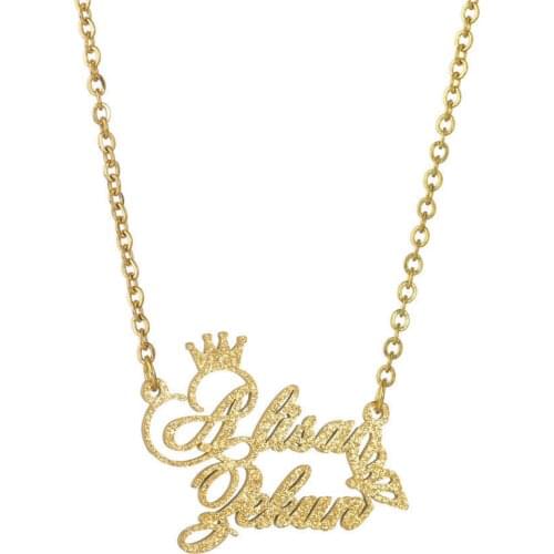 Noelia Custom Name Frosted Necklace Personalized Custom Crown Necklace Stainless Steel Frosted Pendant for Women Gift