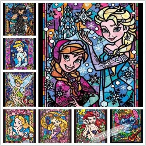 Full Square/round Disney Princess Rhinestone Embroidery Cross Stitch Home Decortion Cartoons Stitch Artist chrismas gift for kid