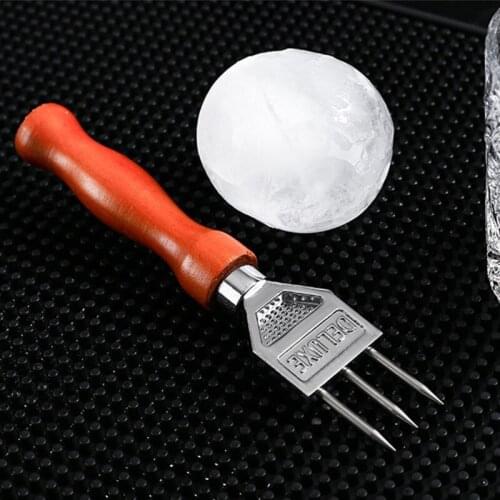 Sturdy Ice Chipper with Solid Wood Handle, 304 Stainless Steel Three Pronged Ice 37MF