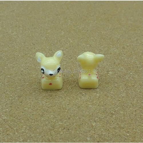 Resin solid light yellow deer cartoon 16mm fairy garden gnome moss terrarium decor crafts bonsai home DIY A111-10