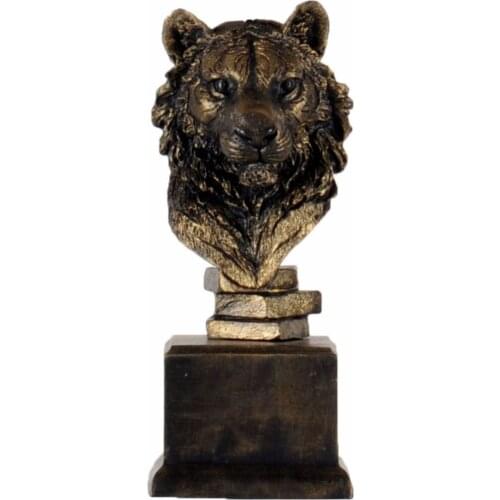 Qdec Handwork Polyester Casting The King Of The Jungle Gift Accessories Decorative Elegant Sculpture Modern Designed Lion Trinket Gold