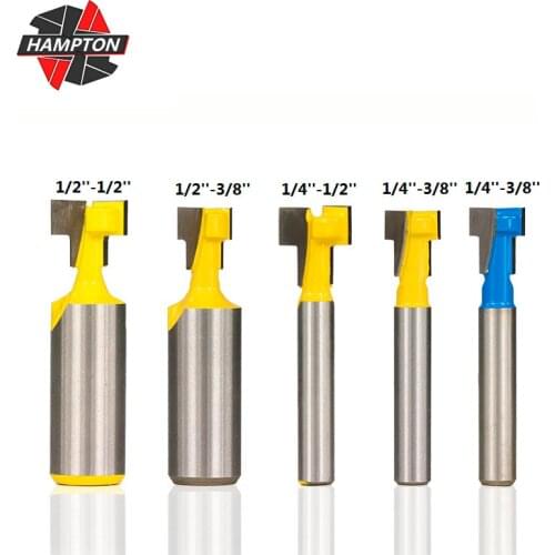 Hampton 1/4" 1/2" Shank T-Track Slotting Cutter T Slot Router Bit Keyhole Router Bits For Wood Milling Cutters CNC End Mill