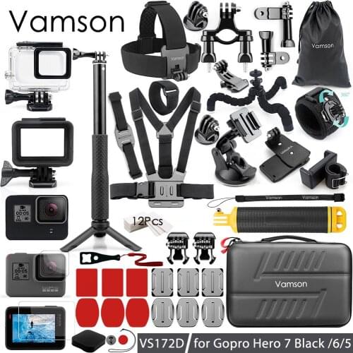 Vamson for gopro6 5 Upgrade Accessories Package of 3 Models Chest Band Waterproof Case Side Cover for GoPro Hero7 Black VS187