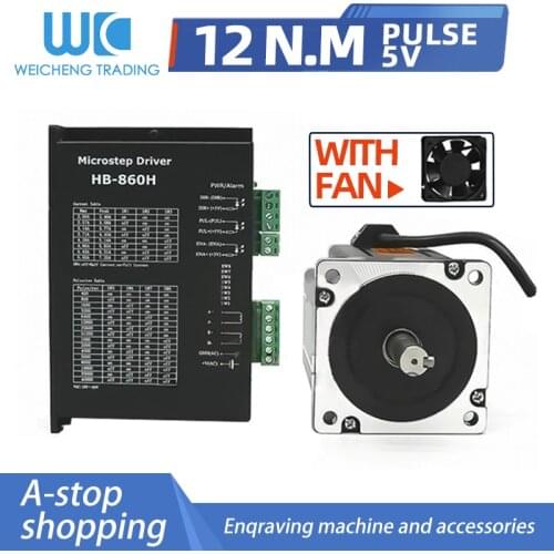 High Torque 1.8degree 5.6A 12Nm 86mm NEMA 34 Stepper Motor With Driver Kit HB-860H+86BYGH250D for CNC Engraving Machine