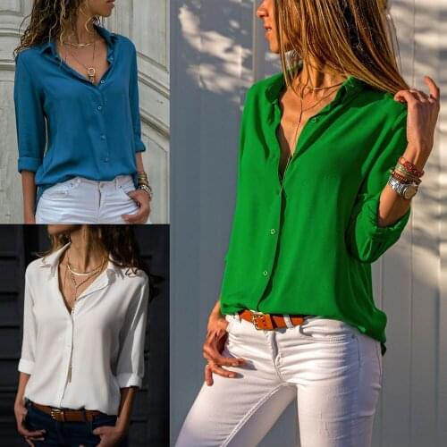 Womail Women top t-shirt Fashion Solid Ladies Chiffon Long Sleeve OL Shirt Casual Loose Tops Casual Shirt Tops 2020 f1