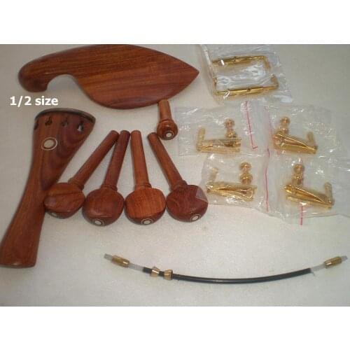 1 Set Violin Parts 1/2 Size Including Chin Rest Pegs, Tail Piece Fine Tuner Tail Gut Etc All 1/2 Size