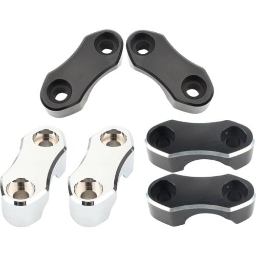 1 Pair Motorcycle Aluminum Alloy Handlebar Riser Mount Top Clamp for Harley Silver