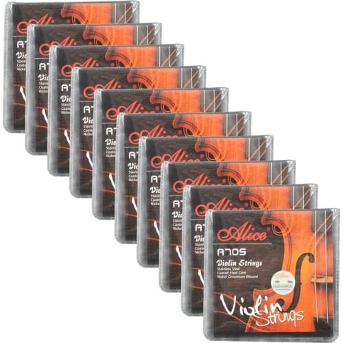 10Sets Alice Violin Strings Stainless Steel Nickel Chromium Wound 4/4-1/8 A705