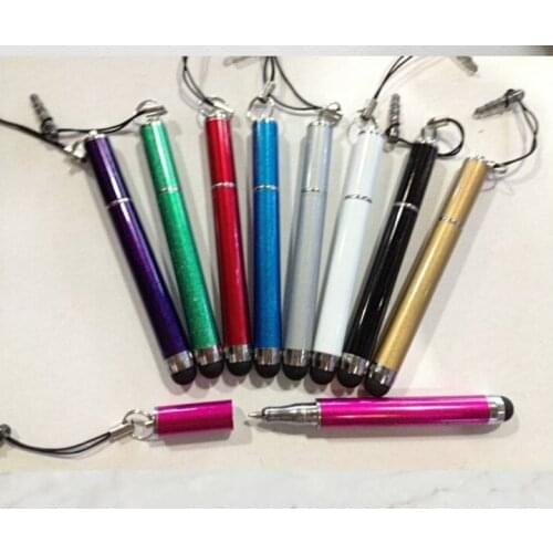 1000PCS 2 In 1 Mini Metal Capacitive Universal Touch Screen Microfiber Stylus Ballpoint Pen Gift For iPad iPhone Samsung Tablet