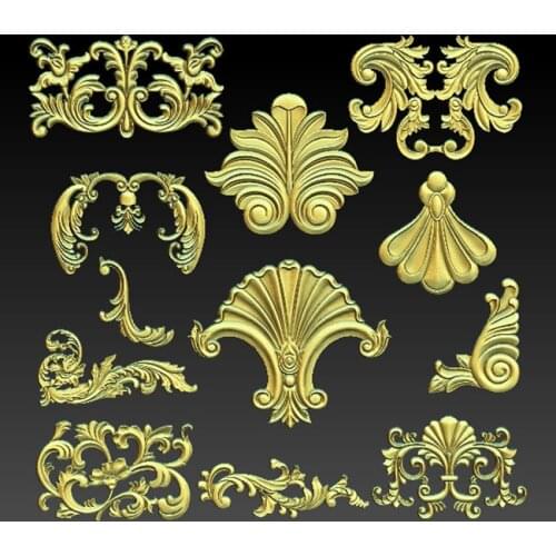 12pcs 3d model relief for cnc or 3D printers in STL file Carving flower pattern 3D furniture decoration Decor