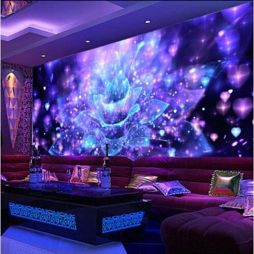 Custom 3D Large Wallpaper Murals for KTV Bar Ballroom Karaoke Abstract Dazzling Colorful Light Flower Photo Wallpaper for Walls