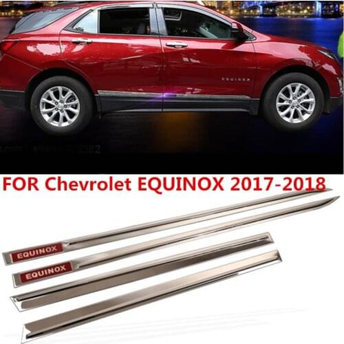 FOR Chevrolet EQUINOX 2017-2018 Chrome Door Side Body Molding Line Garnish Cover Trim Strip Protector 4pcs