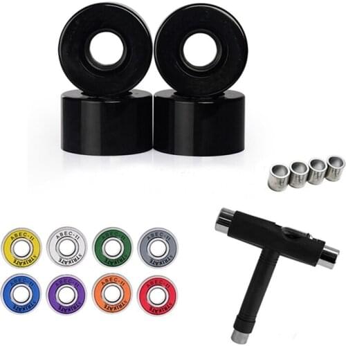 Top!-STRIKATE 4PCS City Run Freestyle Skateboard Wheels 56mm with 8Pcs ABEC 11 Pro Speed Skateboarding Bearing T Tools