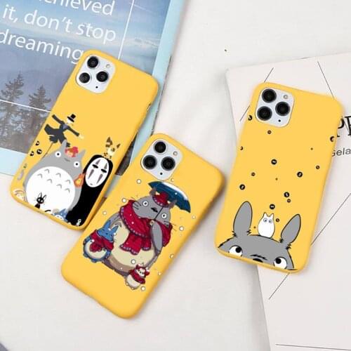 Cartoon Ghibli Miyazaki Totoro Phone Case Yellow Candy Color for iPhone 6 7 8 11 12 s mini pro X XS XR MAX Plus