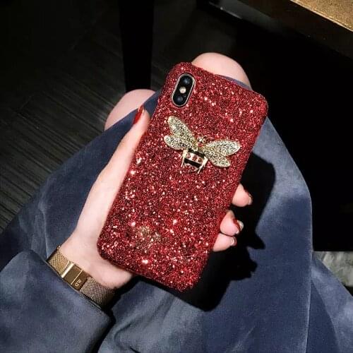 Luxury Glitter Bling Diamond Case For Samsung Note10plus S10 M10 A7 2018 A20 A40 A50 A7 3D Bling Crystal DIY Cute Bee Back Cover