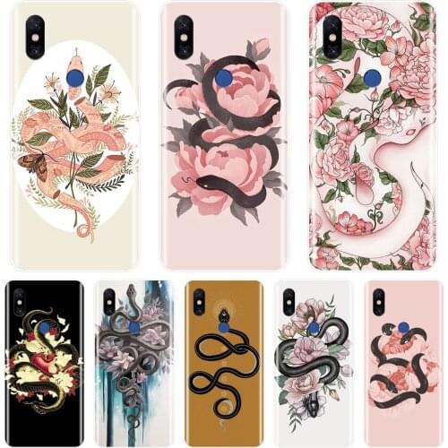 Snake Flower Aesthetic Back Cover For Xiaomi Mi Max Mix 1 2 2S 3 XXXXXXXX Soft Silicone Case For Xiaomi Mi Note 1 2 3 Phone Case