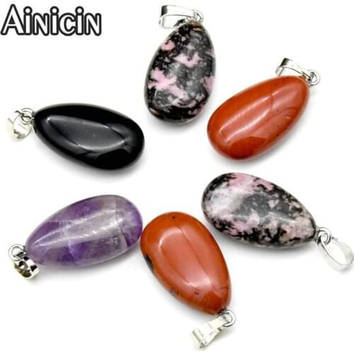 Long Waterdrop Flat Shape Natural Semi-precious Stone Charms 15x30mm DIY Earring Necklace Making Findings Pendants 10pcs/lot