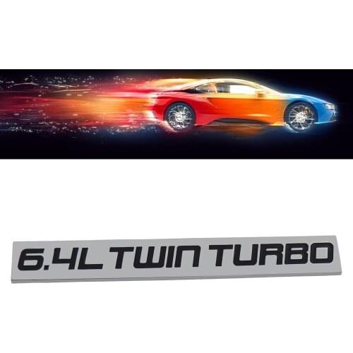 Chrome Black 6.4L Twin Turbo Engine for Fender Trunk Lid Emblem Decal Badge Sticker