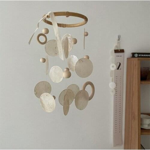 Korean Style Natural Wooden Beads Wooden Ring Shell Wind Chimes Home Office Kids Room Nursery Decor Hanging Homestay Soft props