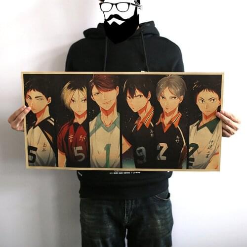 Classic Japanese Cartoon Figure Haikyuu!! Anime Poster Vintage Room Decor Stickers Home Decor Kraft Paper Wall Stickers