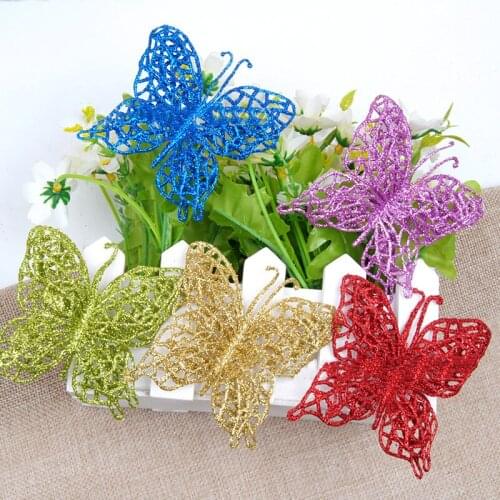 Colorful Butterfly Christmas Tree Decor Gift For Xmas Ornament Hanging DIY party Christmas Glitter 3D Butterfly Home Decor