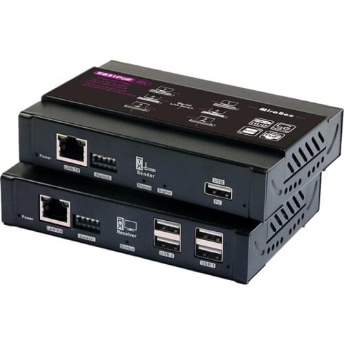 Mirabox HDMI KVM Extender 4K30HZ 4: 4: 4 over IP with USB2.0 Hub Low Latency 50ms Share a Switch with Other Network Device