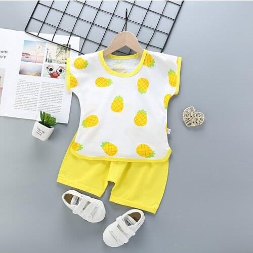 Summer Toddler Boy Casual Clothing Pineapple Print Cotton Cloth Baby Girl Summer Clothes 9M-2Y Set Outfits Baby Wear