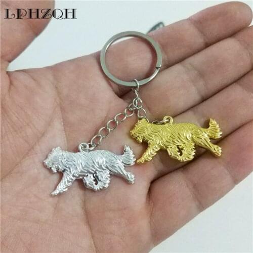LPHZQH Fashion Boho Chic Dog Briard Trendy Car Key Chain Women Handbag Pendant Charm Accessories Key Ring Jewelery Steampunk
