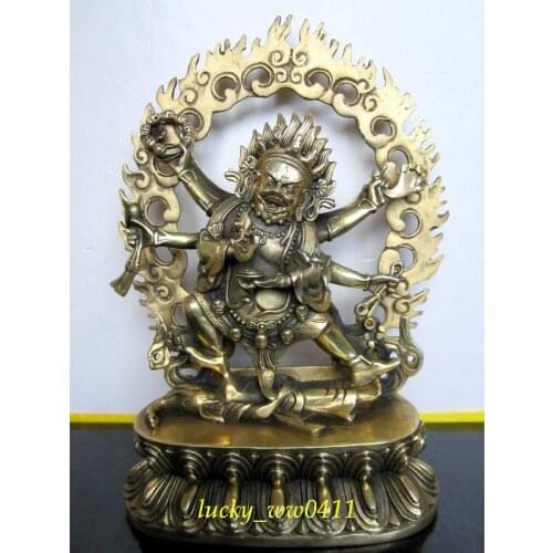 Mahakala protectors, wisdom, six arm Maha Gala, pure copper statue of Buddha, can install reservoir