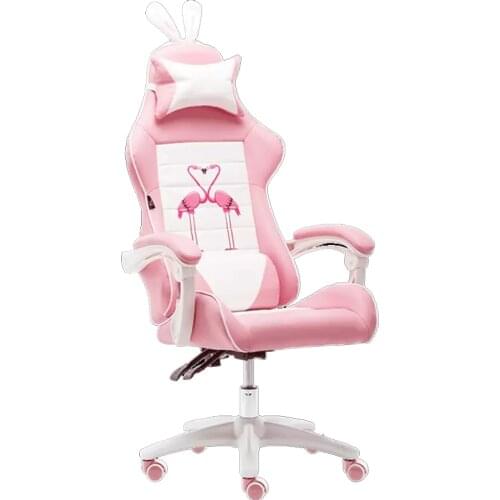 Fashion Minimalist Modern Gaming Chair Pink Snow Rabbit Chair Girl Computer Chair Home Anchor Live Game Chair Adjustable Height