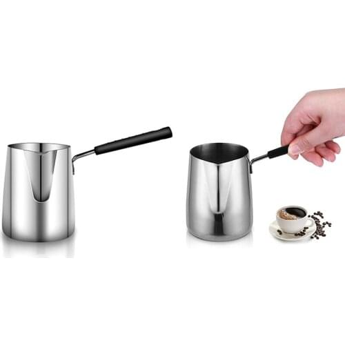 New Stainless Steel Butter and Coffee Warmer,Turkish Coffee Pot,Mini Butter Melting Pot and Milk Pot with Spout