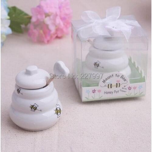 Meant to Bee Ceramic Honey Pot+ 100SETLot wedding bridal shower favor gifts +Free shipping