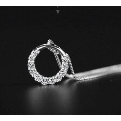 RINHOO New Fashion Silver Color Round Zircon Necklace Luxury Round Ring Pendant for Women Choker Jewelry 2021 New Accessories