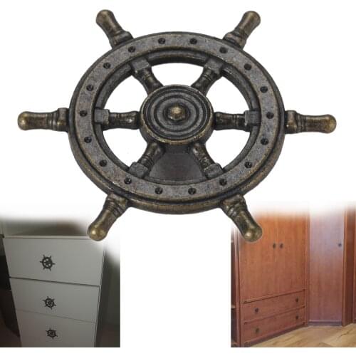 1Pcs Steering Wheel Knobs Single Hole Rudder Pull Handle Closet Door Kitchen Antique Furniture Handle 55*24mm