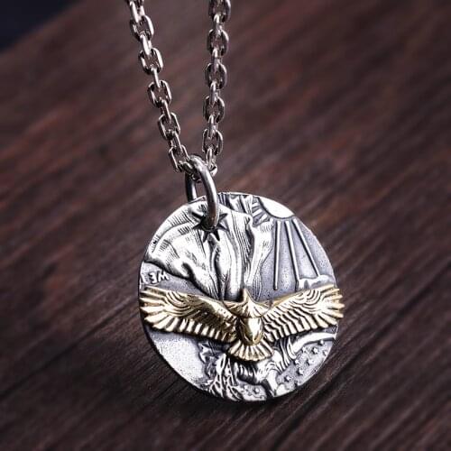 100% S925 Silver Jewelry Thai Silver Personality Mens Eagle Pendant