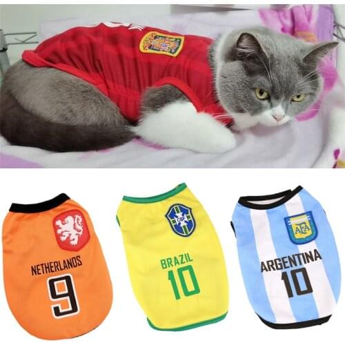 Mesh Breathable Cat Soccer Vest Summer Sport Pet Clothes for Cats Katten Sphynx Shirts Mascotas Clothing Costume roupa Gotas