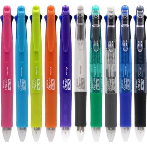 Japan Zebra Clip-On 0.7mm Ballpoint Multi Pen (4 color - Black, Blue, Red, Green) with 0.5 mm Pencil B4SA1