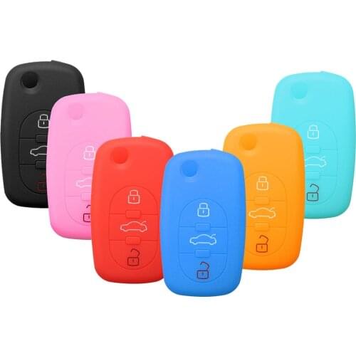 Silicone 3 Button Flip Remote Key Fob Case Cover For Audi A2 A3 A4 A6 A8